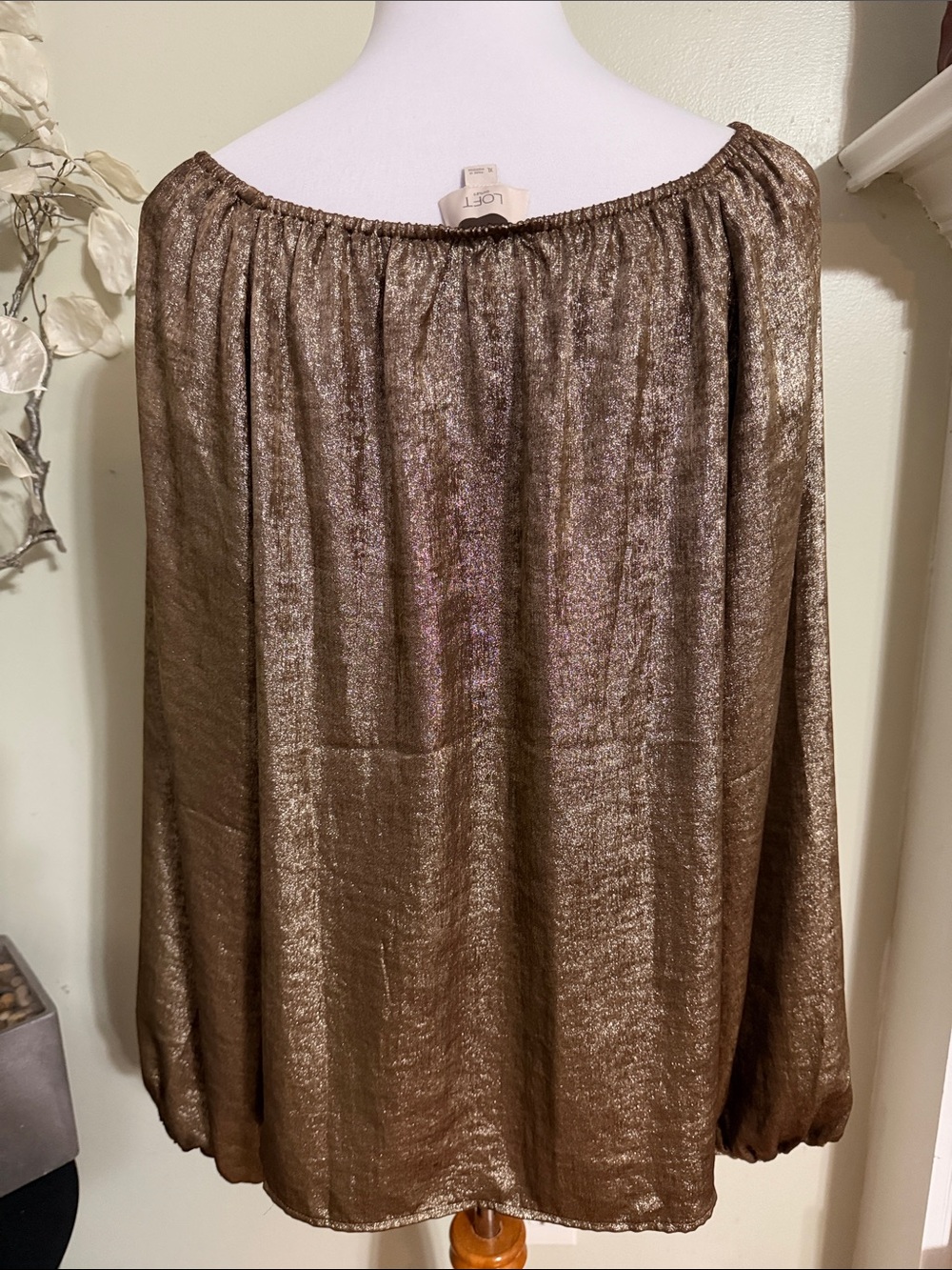 LOFT Metallic Bronze Off-Shoulder Blouse - Picture 5 of 5